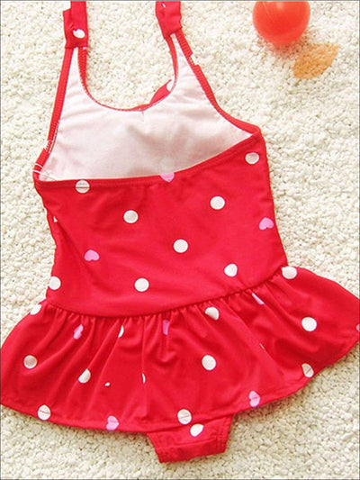 Toddler Swimsuits | Girls Skirted One Piece Swimsuit & Bow Headband