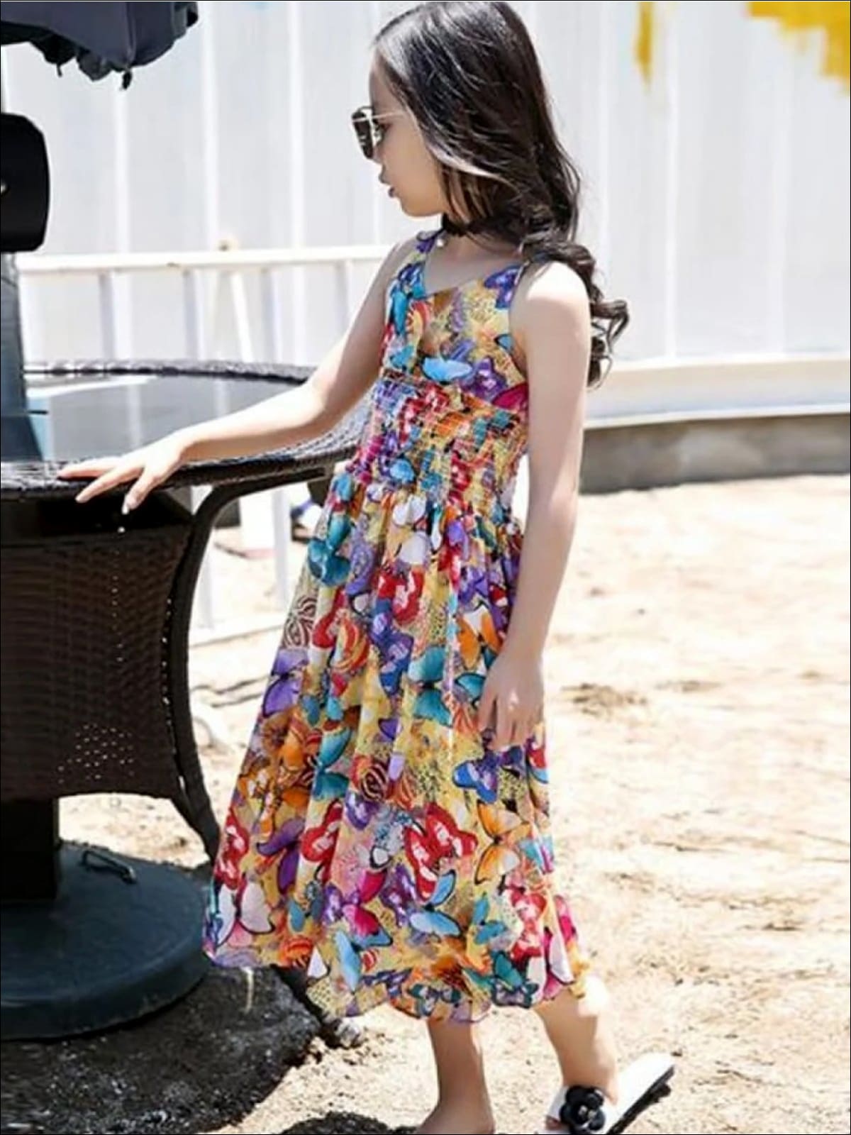 Girls Cute Spring Jumpsuits | Butterfly Smocked Wide Culottes Jumpsuit