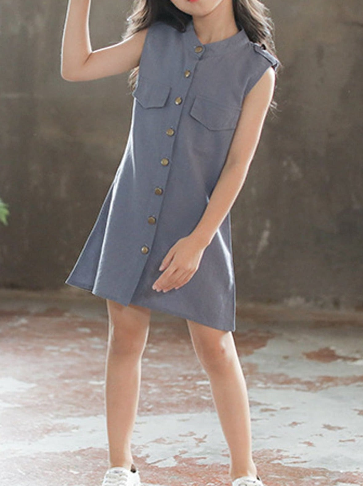 Girls Sleeveless Button Down Tunic & Tulle Skirt Set - Girls Spring Casual Set - Mia Belle Girls 