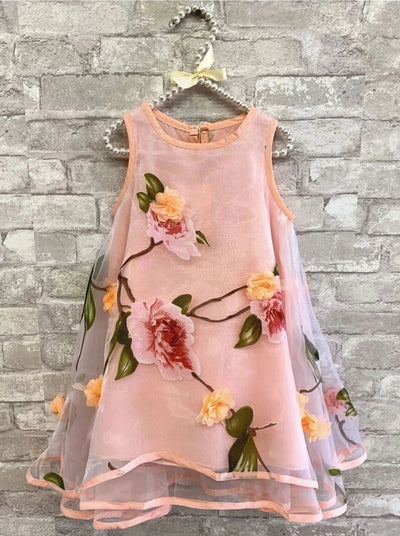 Girls Flower Lace Sleeveless Lush Dress - Pink / 8Y - Girls Spring Dressy Dress