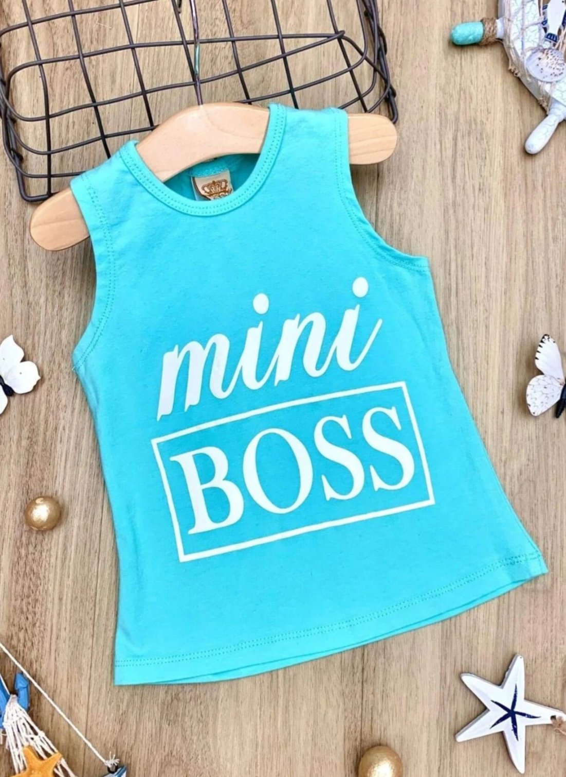 Cute Spring Toddler Tops | Little Girls Mint Mini Boss Tank Top