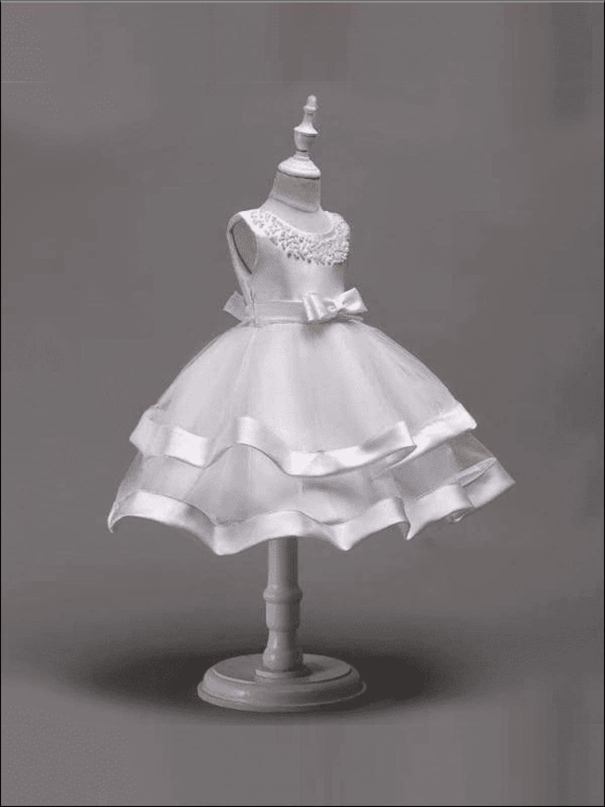 Girls Communion Dresses | Sleeveless Pearl Embellished Princess Dress