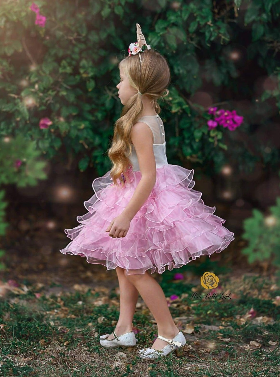Girls Halloween Costumes | Sleeveless Unicorn Tiered Ruffle Tutu Dress