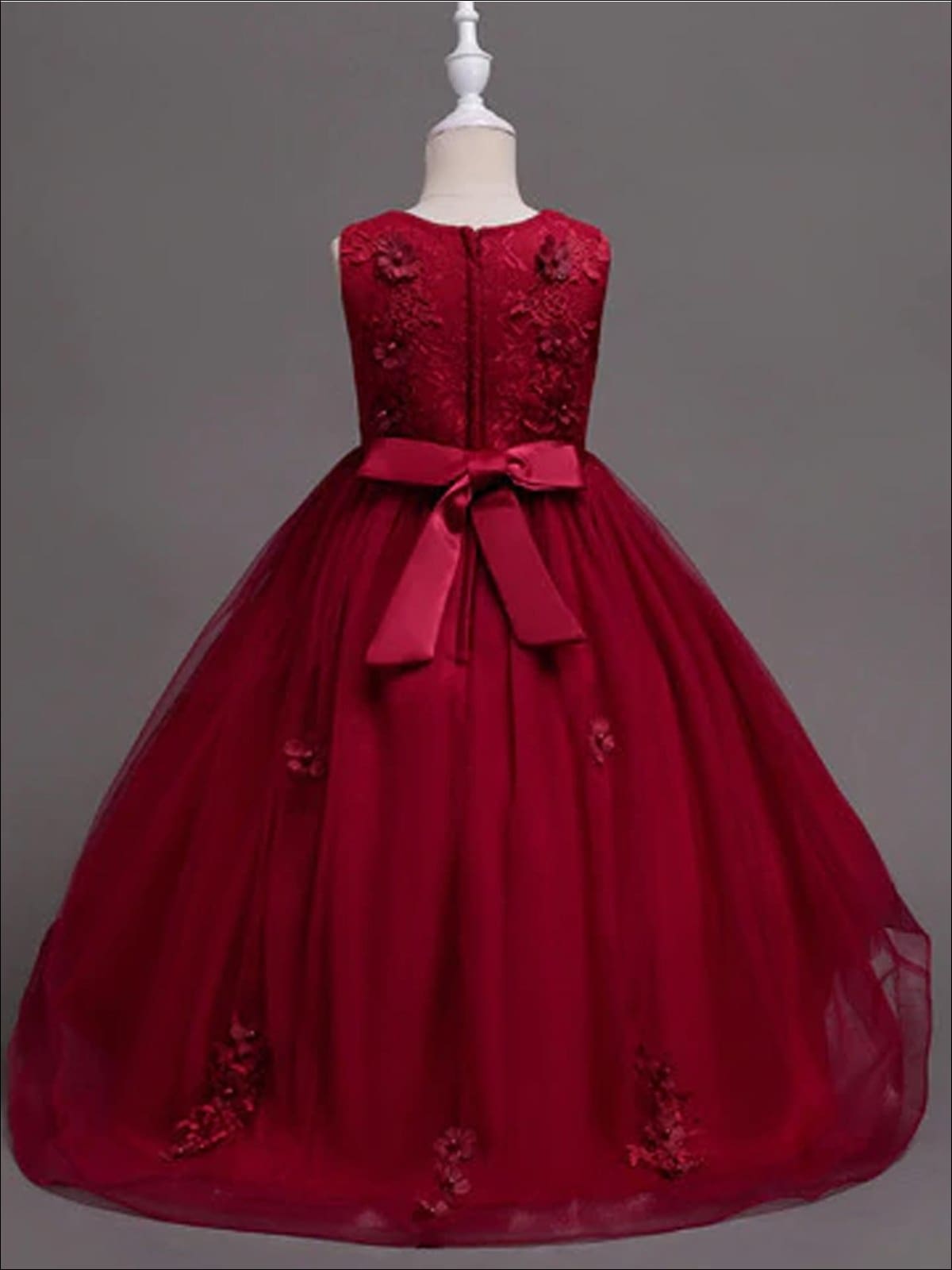 Girls Formal Dresses | Sleeveless Tulle Flower Hi-Lo Holiday Dress