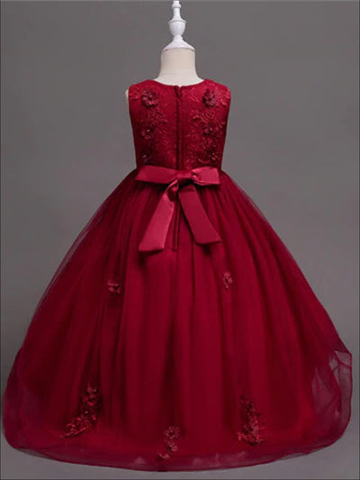 Girls Formal Dresses | Sleeveless Tulle Flower Hi-Lo Holiday Dress