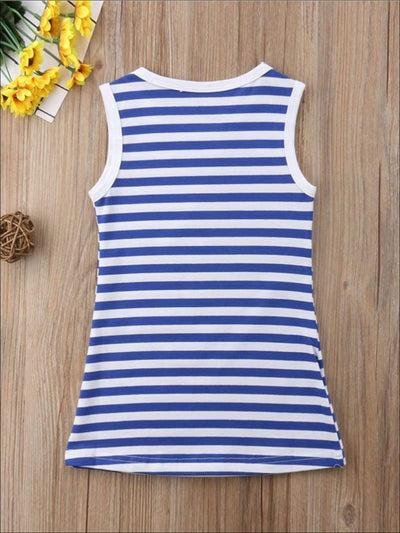 Girls Sleeveless Twinning Striped Rainbow Dress - Girls Casual Spring Dress