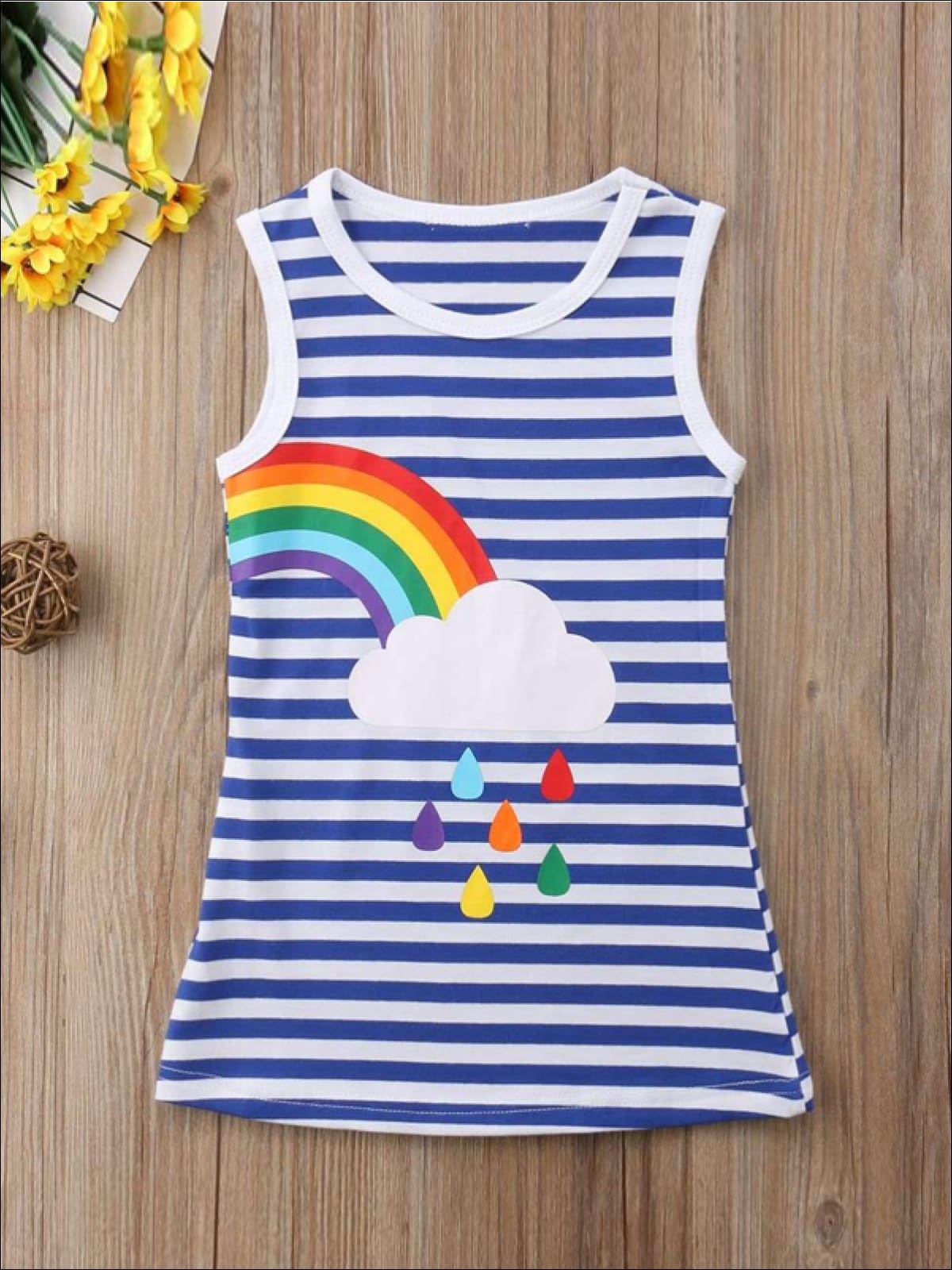 Girls Sleeveless Twinning Striped Rainbow Dress - Right Rainbow / 2T - Girls Casual Spring Dress