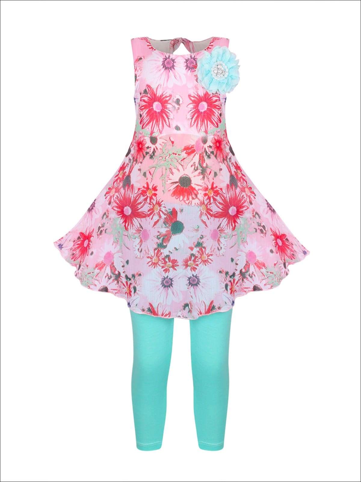 Girls Spring Outfits | Sleeveless Swing Tunic & Capris Legging Set