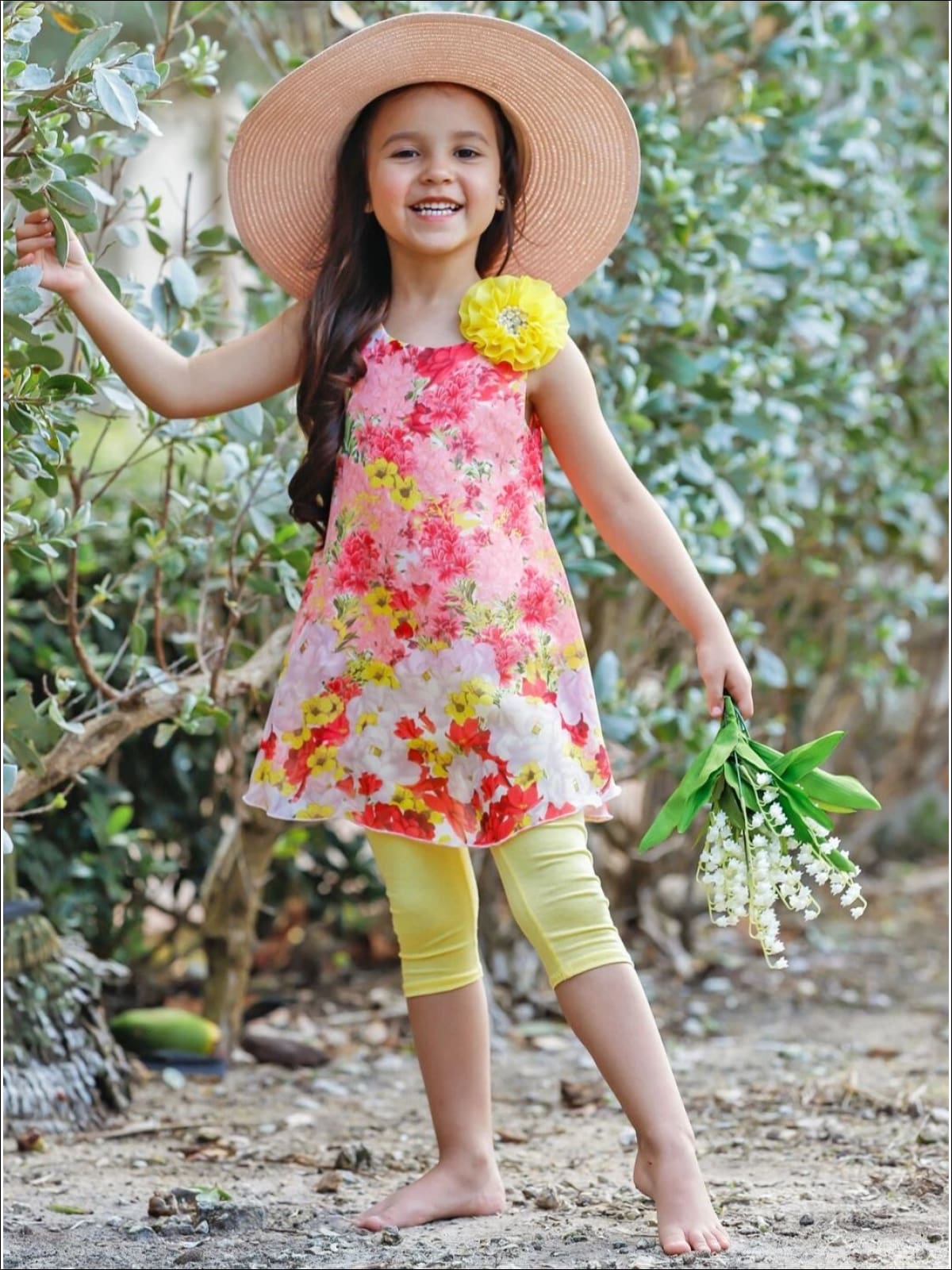 Girls Spring Outfits | Sleeveless Swing Tunic & Capris Legging Set