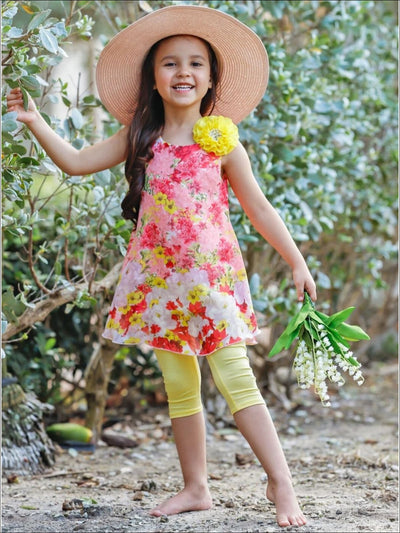 Girls Spring Outfits | Sleeveless Swing Tunic & Capris Legging Set