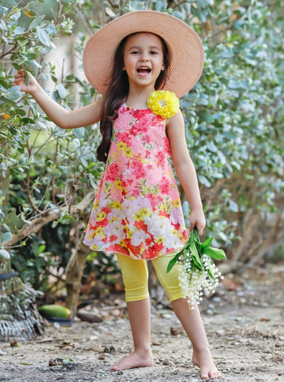 Girls Spring Outfits | Sleeveless Swing Tunic & Capris Legging Set