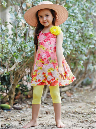 Girls Spring Outfits | Sleeveless Swing Tunic & Capris Legging Set