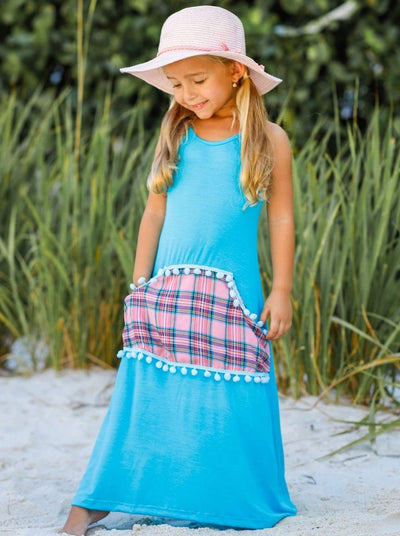 Kids Spring Clothes | Girls Sleeveless Kangaroo Pocket Maxi Dress