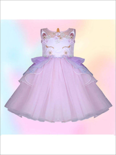 Kids Party Dresses | Little Girls Unicorn Party Tulle Princess Dress 