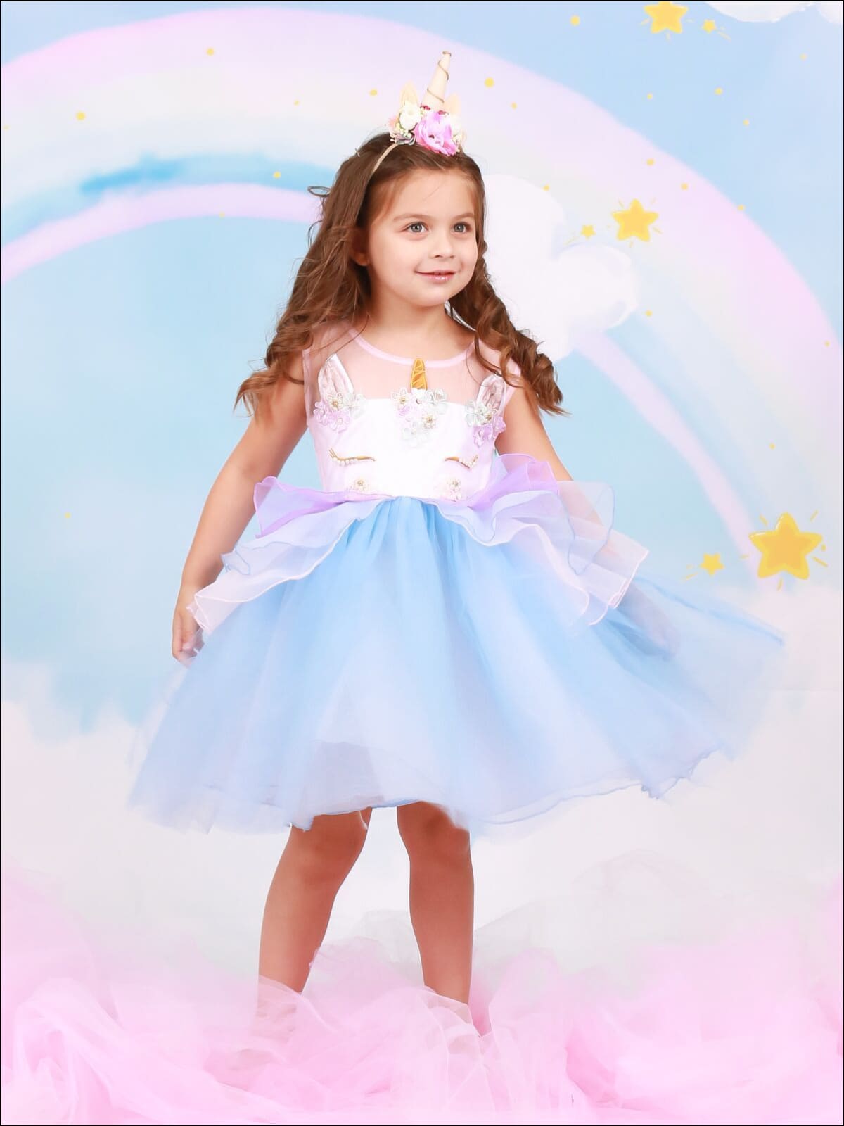 Kids Party Dresses | Little Girls Unicorn Party Tulle Princess Dress 