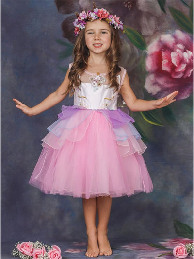 Kids Party Dresses | Little Girls Unicorn Party Tulle Princess Dress 