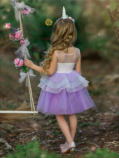 Kids Party Dresses | Little Girls Unicorn Party Tulle Princess Dress 