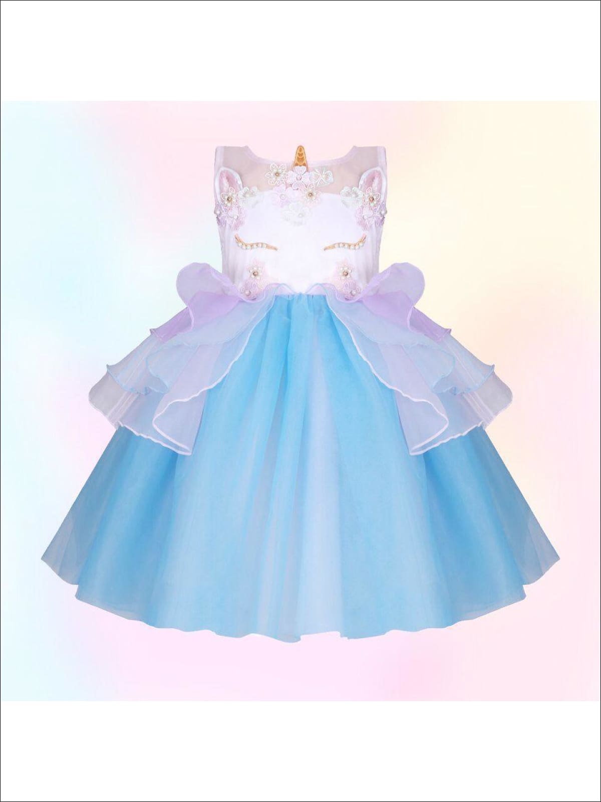 Kids Party Dresses | Little Girls Unicorn Party Tulle Princess Dress 