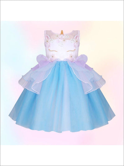 Kids Party Dresses | Little Girls Unicorn Party Tulle Princess Dress 