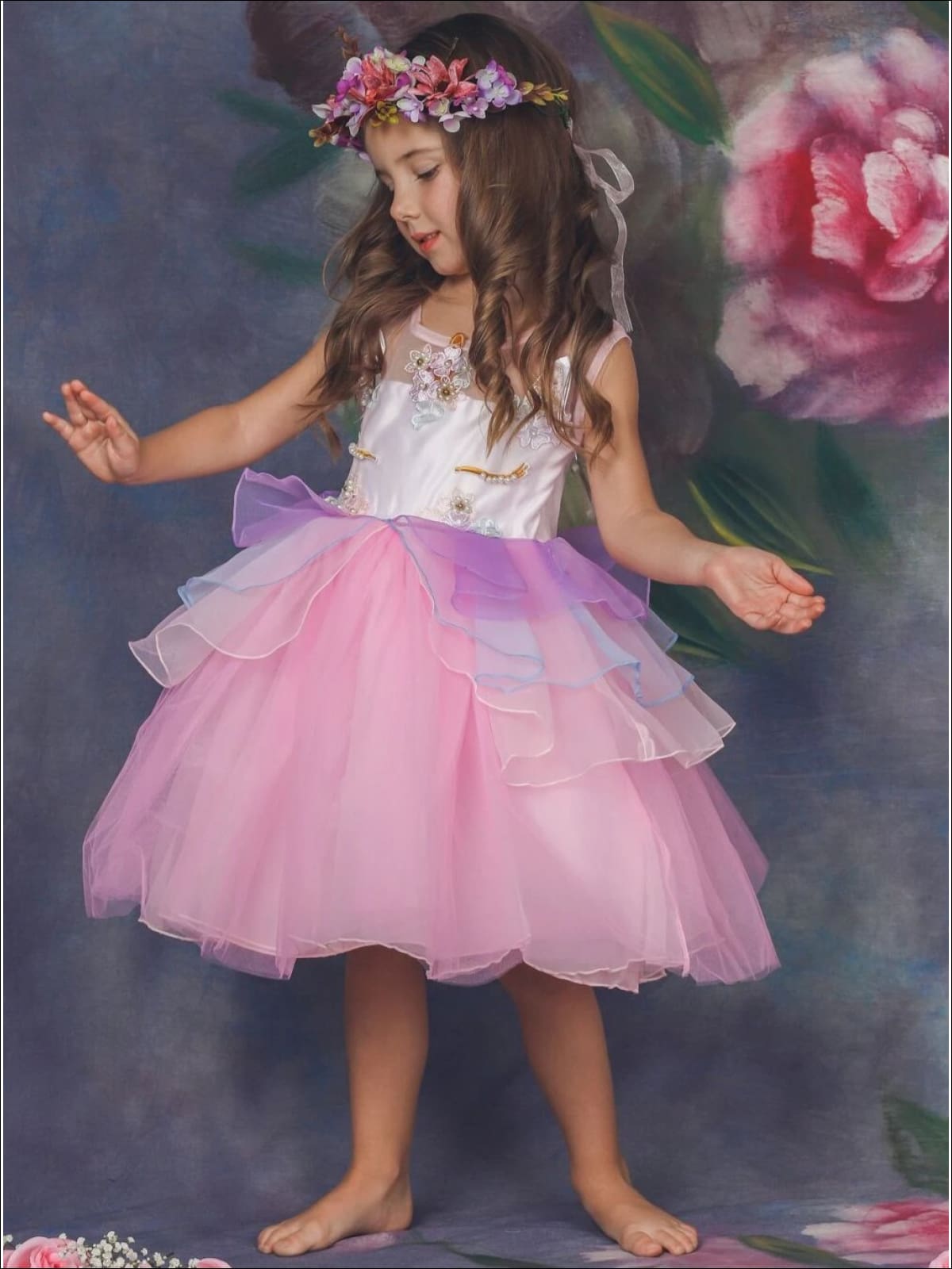Kids Party Dresses | Little Girls Unicorn Party Tulle Princess Dress 
