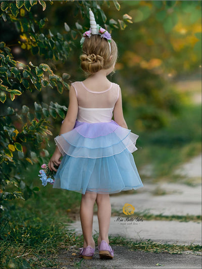 Kids Party Dresses | Little Girls Unicorn Party Tulle Princess Dress 