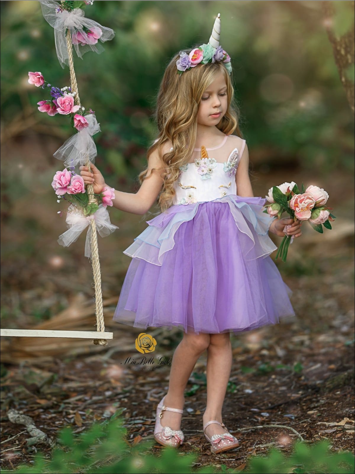 Kids Party Dresses | Little Girls Unicorn Party Tulle Princess Dress 