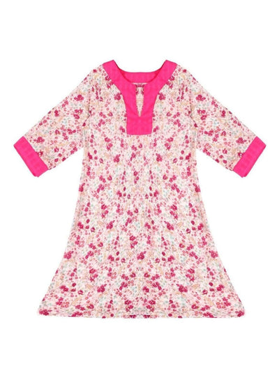 Kids Resort Swimwear | Girls V-Neck Floral Print Caftan Cover Up