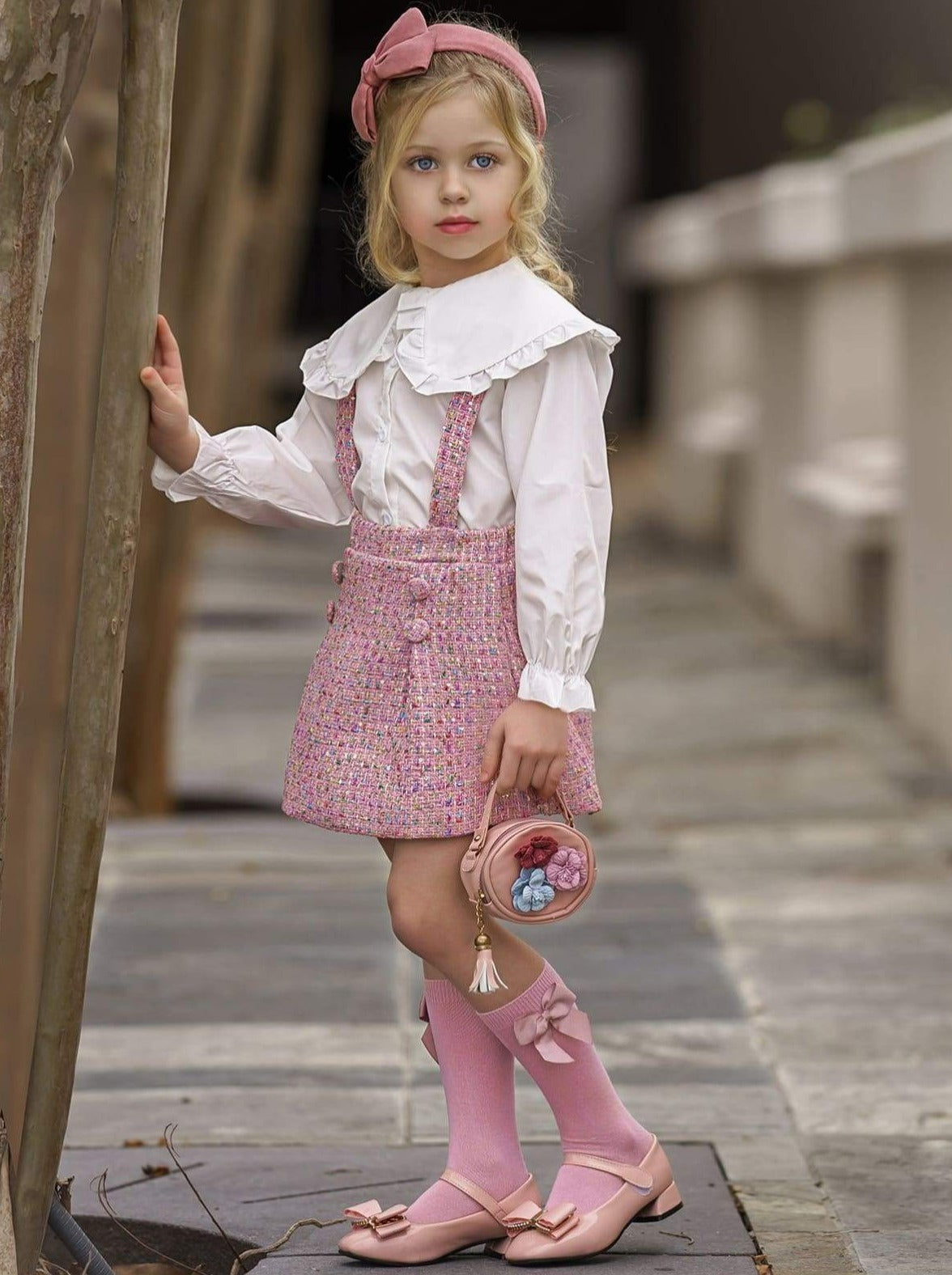 Preppy Girls' Clothing | Blouse & Tweed Skirt Set - Mia Belle Girls