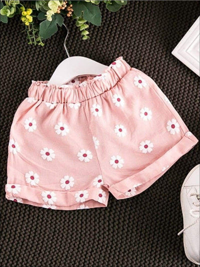 Spring Clothes For Girls | White Eyelet Ruffle Top & Floral Shorts Set