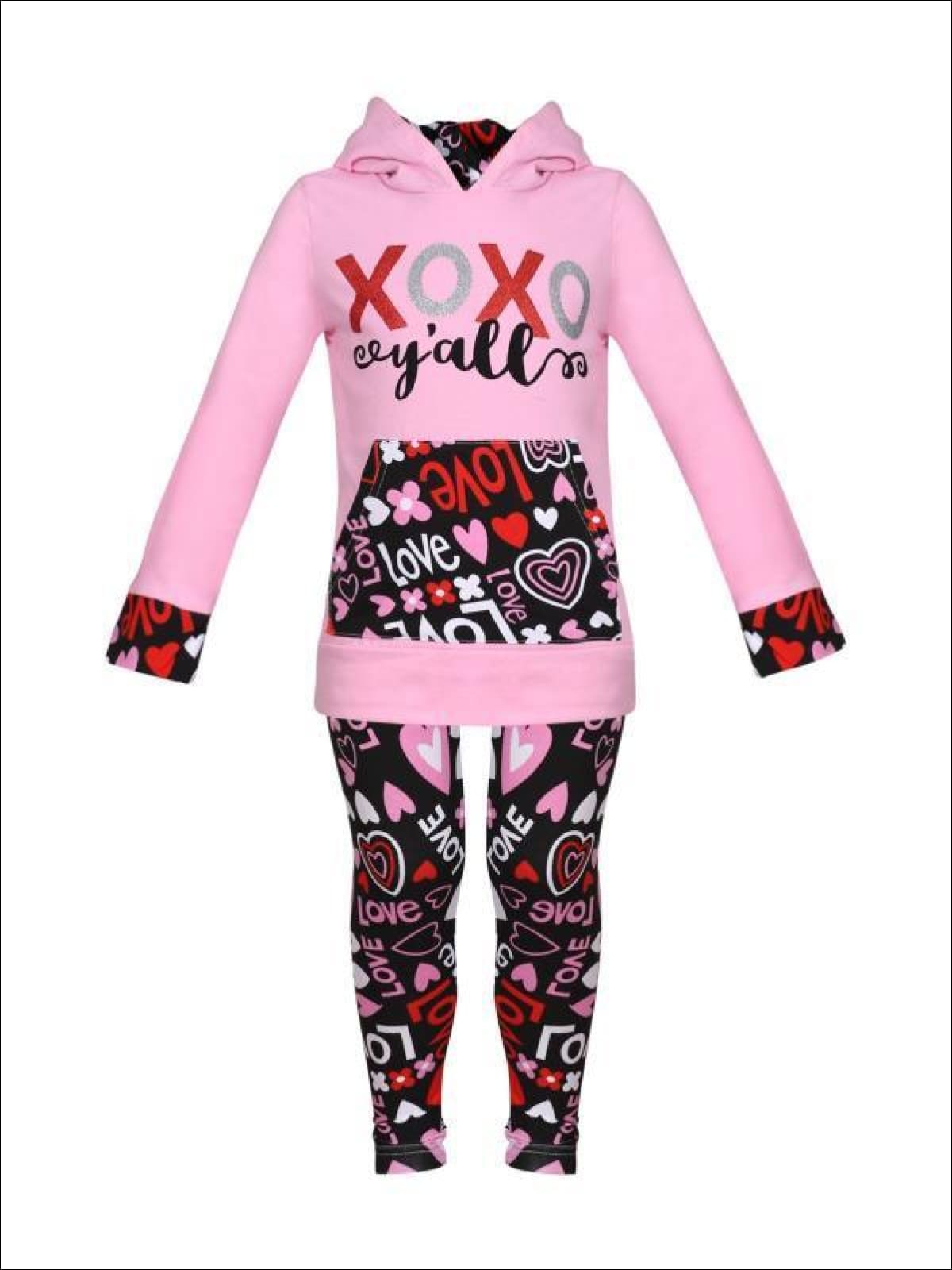 Valentine's Day Outfit | Girls "XOXO Y'all" Hoodie & Legging Set
