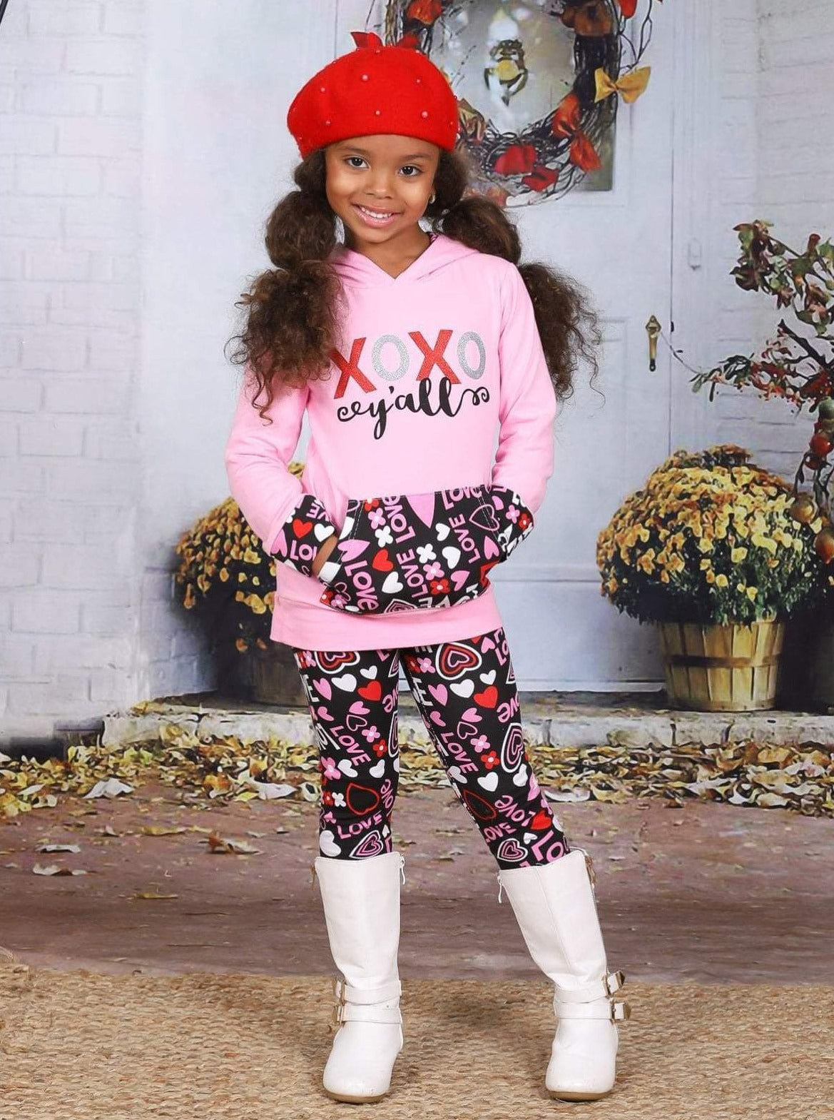 Valentine's Day Outfit | Girls "XOXO Y'all" Hoodie & Legging Set