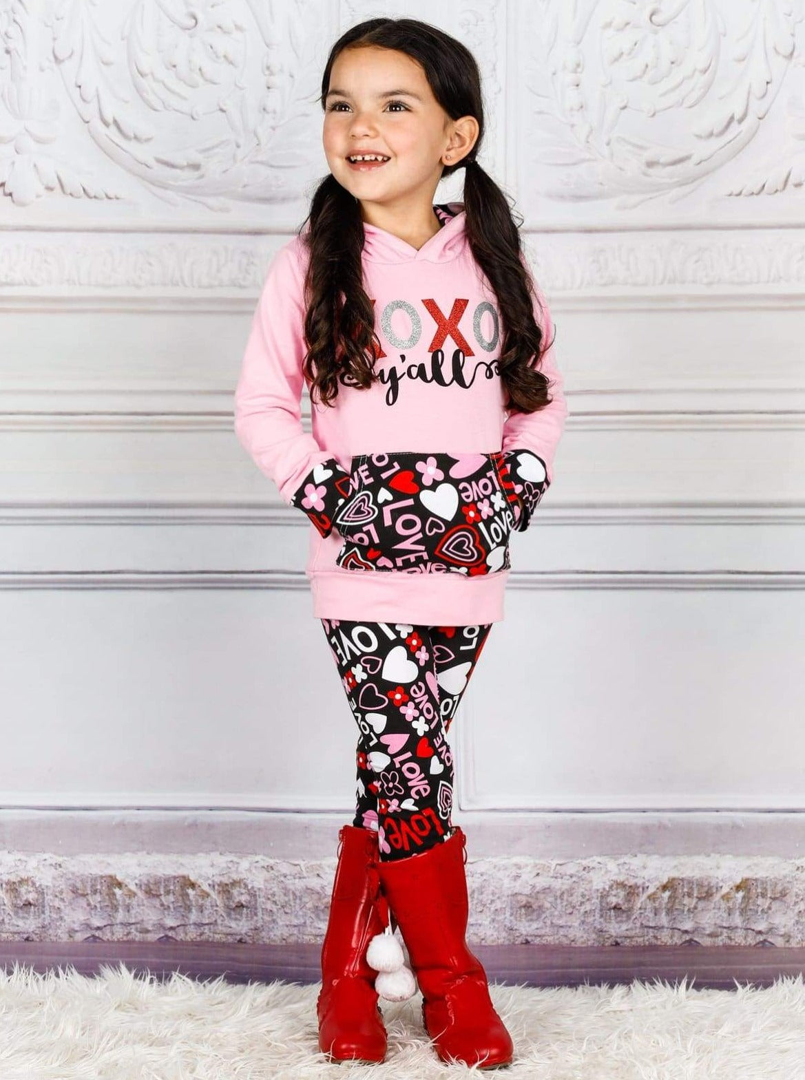 Valentine's Day Outfit | Girls "XOXO Y'all" Hoodie & Legging Set