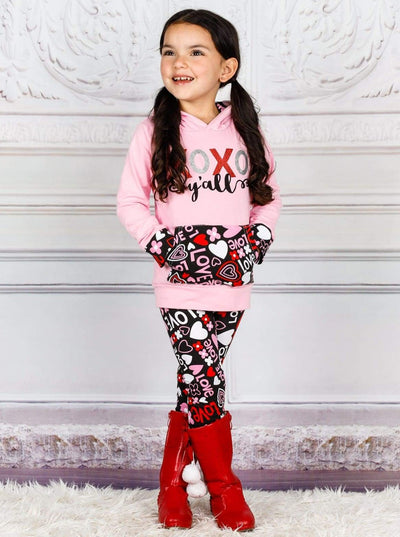 Valentine's Day Outfit | Girls "XOXO Y'all" Hoodie & Legging Set