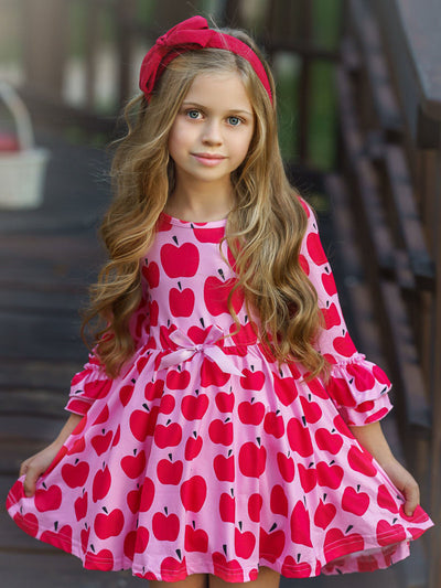 Back To School Dress | Apple Print Hi-Lo Dress | Mia Belle Girls