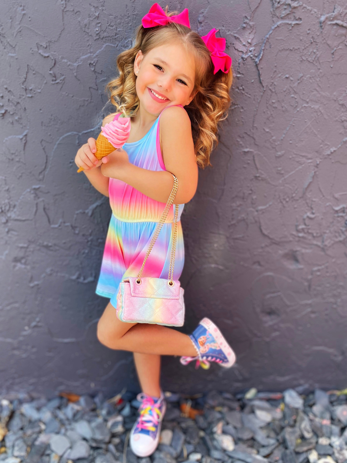 Girls Spring Outfits | Girls Vibrant Rainbow Tie Dye Open Back Romper