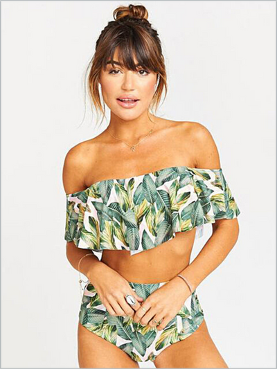 Women's Floral Off the Shoulder Vintage Swimsuit