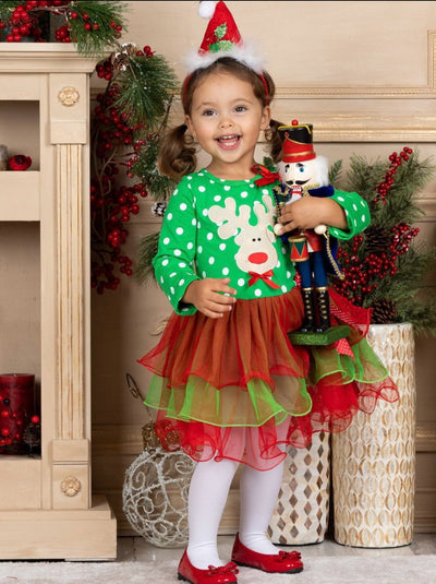 Christmas Dresses | Girls Polka Dot Bodice Christmas Tiered Tutu Dress