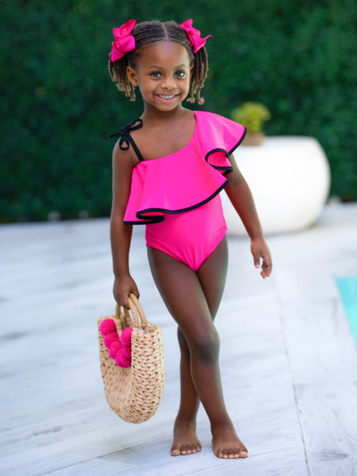 Ruffle-y Cute One Shoulder One Piece Swimsuit