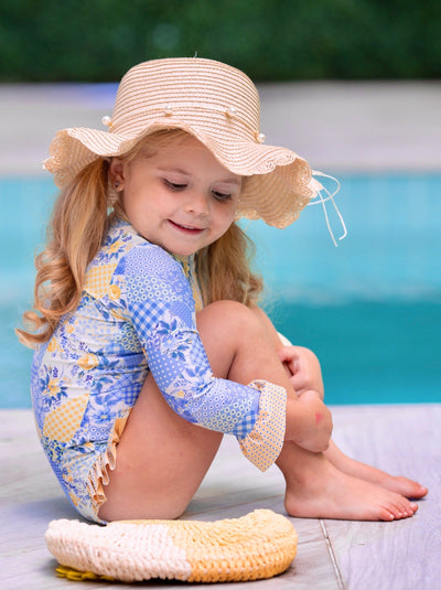 Buttercup Patchwork Rash Guard One Piece Swimsuit