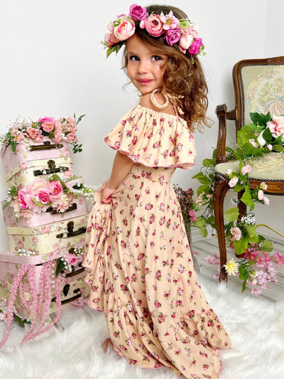 Kids Spring Clothes | Floral Ruffle Bib Cold Shoulder Hi-Lo Sundress