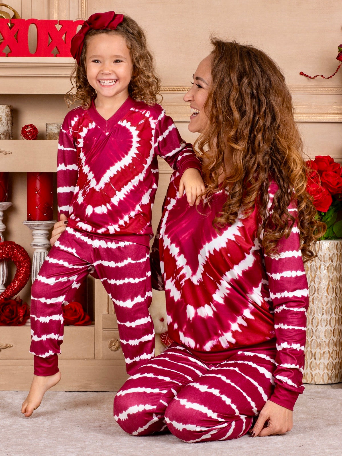 Mommy & Me Matching Outfits | Tie Dye Heart Loungewear Set