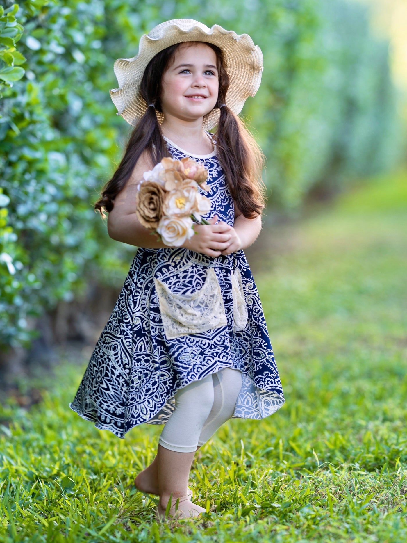 Toddler Spring Outfits | Girls Hi-Lo Pocket Tunic & Capris Legging Set