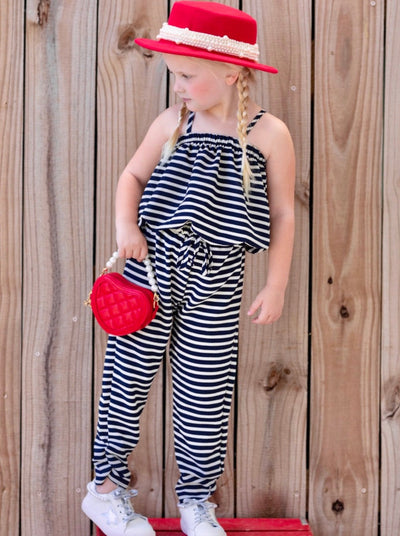 Cute Toddler Outfit | Girls Striped Bubble Top & Drawstring Pants
