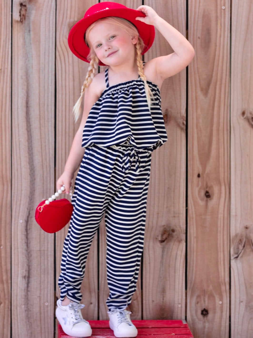 Cute Toddler Outfit | Girls Striped Bubble Top & Drawstring Pants