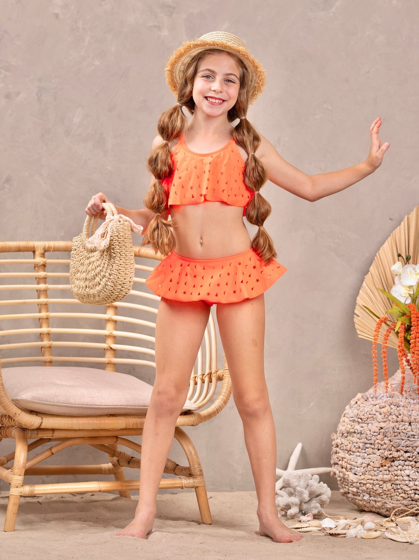 Two-Piece Girls Swimsuits | Little Girls Moon & Stars Tankini Swimsuit