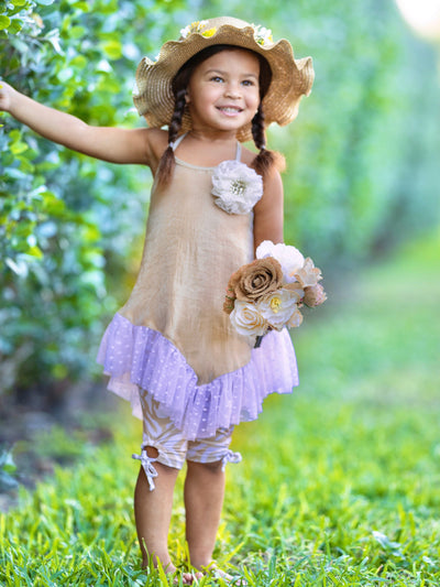 Girls Spring Outfits | Ruffled Tunic & Drawstring Capris Legging Set