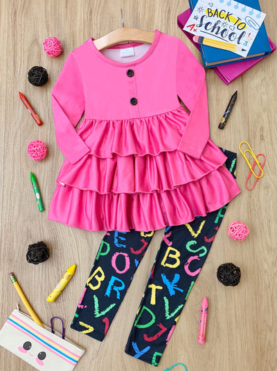 Back To School | Tiered Tunic & Alphabet Legging Set | Mia Belle Girls