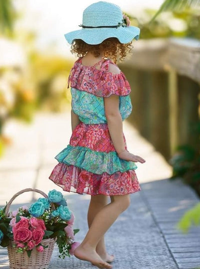 Toddler Spring Dresses | Girls Floral Ruffled Bib Top & Skirt Set