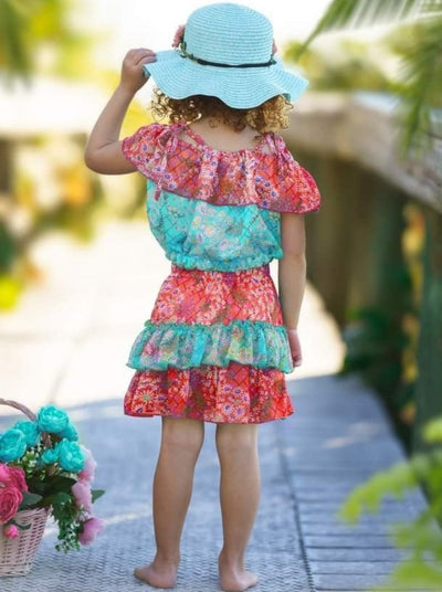 Toddler Spring Dresses | Girls Floral Ruffled Bib Top & Skirt Set