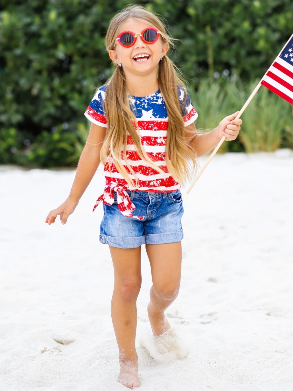 Mommy & Me | Matching Tops | 4th of July American Flag Knot Hem Top